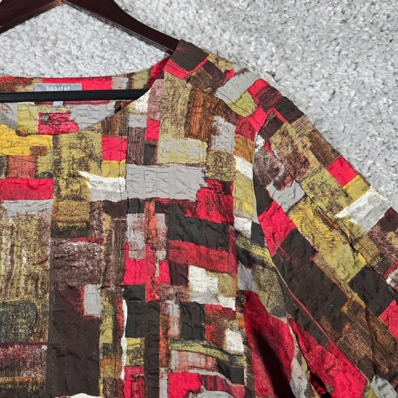 Habitat Top Womens XXL Pullover 3/4 Sleeve Pucker‎ Weave Abstract Artsy Shirt - Picture 4 of 14